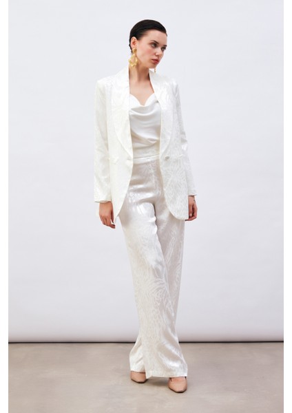 Desenli Saten Pantolon - Ekru fiyatları