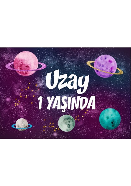 Uzay Temalı Doğum Günü Afişi-35 x 50 cm