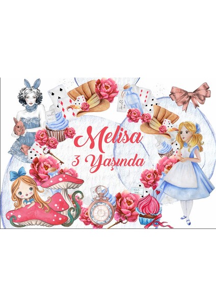 Alice Harikalar Diyarından Doğum Günü Afişi-50 x 70 cm