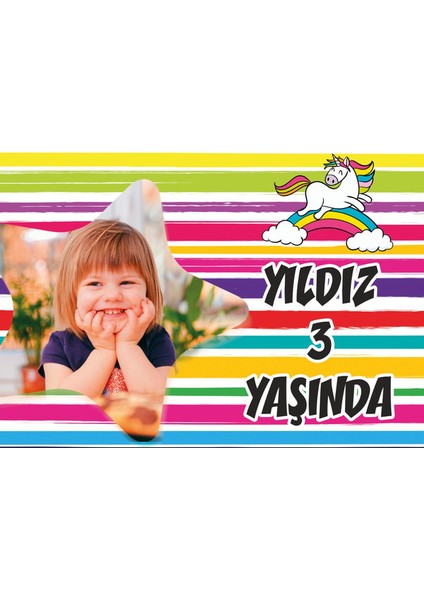Yıldızı ve Unicorn Temalı Günü Afişi-50 x 70 cm