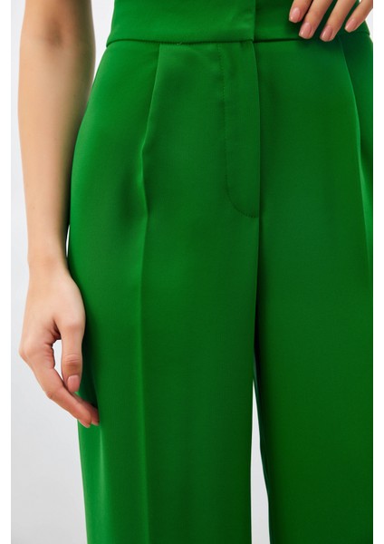 Pile Detaylı Salaş Pantolon - Yeşil indirimleri