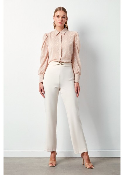 Aksesuar Detaylı Pantolon - Bej