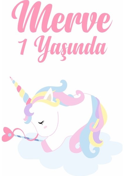 Unicorn Temalı Doğum Günü Afişi-35 x 50 cm