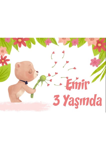 Sevimli Ayıcık Temalı Doğum Günü Afişi-35 x 50 cm