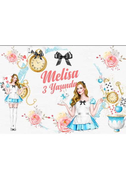 Alice Harikalar Diyarından Doğum Günü Afişi-35 x 50 cm