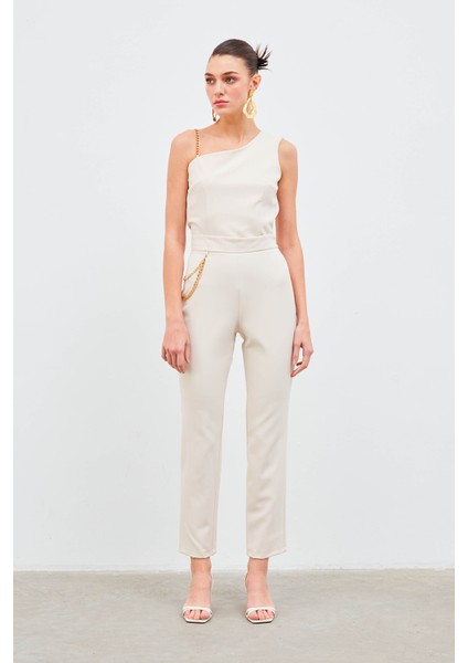 Zincir Aksesuarlı Pantolon - Bej fırsatları