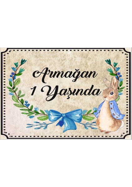 Tavşan Temalı Doğum Günü Afişi-35 x 50 cm