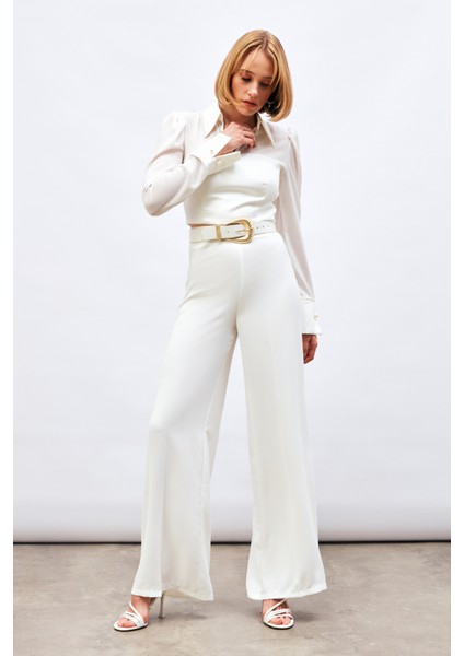 Salaş Krep Pantolon - Ekru fiyatları