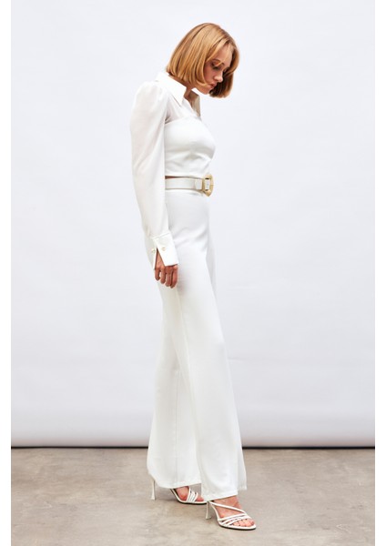 Salaş Krep Pantolon - Ekru modelleri