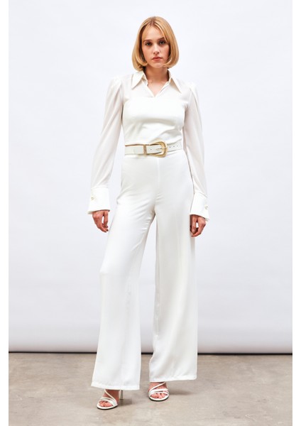 Salaş Krep Pantolon - Ekru indirimleri