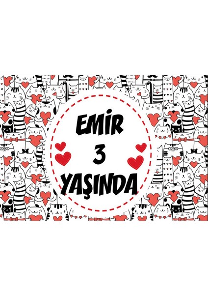 Kedi Teamlı Doğum Günü Afişi-35 x 50 cm