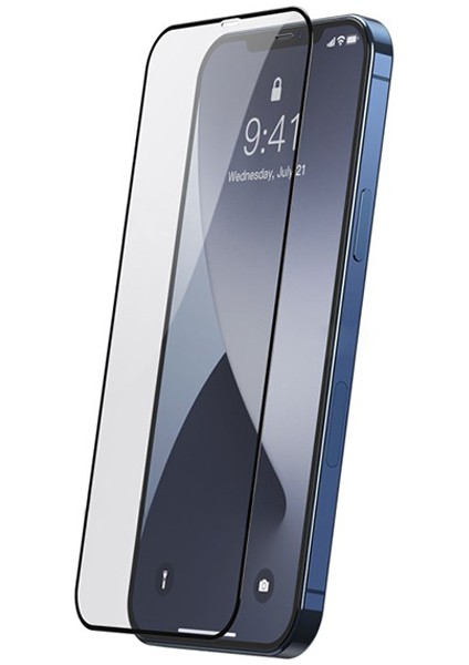 Frosted Apple iPhone 12 - 12 Pro 6.1 Kenarları Silikon Çerçeveli Buzlu Cam Kılıf + 2 Adet Baseus Şeffaf Ekran Koruma