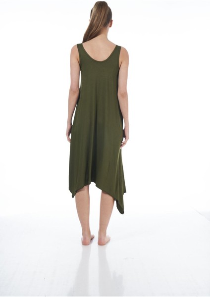 Kadın Düz Renkli Omuz Tokalı Likra Viskon Yazlık Elbise indirimleri