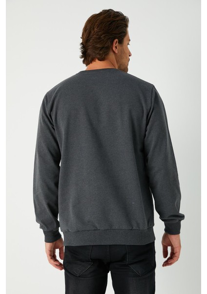 Erkek Antrasit Basic Bisiklet Yaka Regular Fit Normal Kesim 2 Iplik Sweatshirt indirimleri