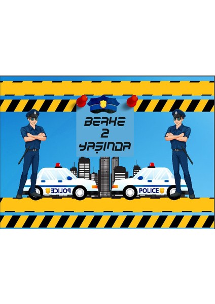 Polis Temalı Doğum Günü Afişi-35 x 50 cm