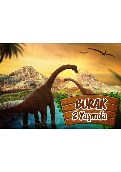 Dinozor Temalı Doğum Günü Afişi-35 x 50 cm