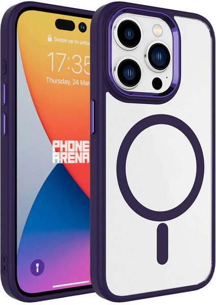 Apple iPhone 15 Pro Max Kılıf Krom Magsafe Tpu Sert Silikon + 5000 Mah Magsafe Özellikli Powerbank