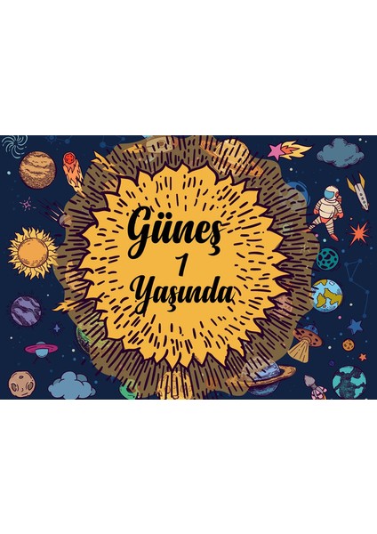 Uzay Temalı Doğum Günü Afişi-50 x 70 cm