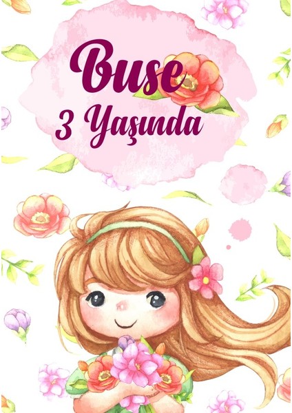 Sevimli Kız Temalı Doğum Günü Afişi-50 x 70 cm