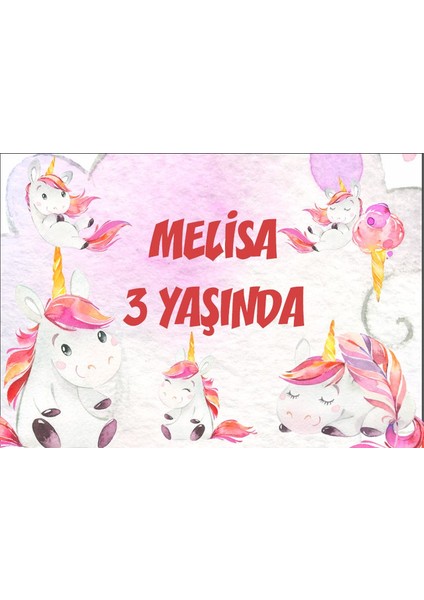 Unicorn Temalı Doğum Günü Afişi-50 x 70 cm