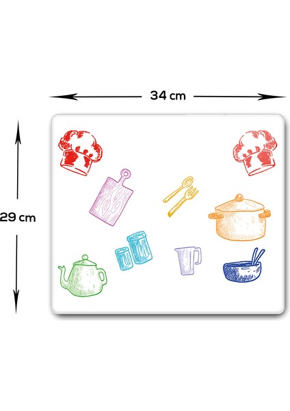 Renkli Tahta | Cam Kesme Tahtası - Cam Kesme Tablası | Beyaz Fon | 29cm x 34cm fiyatları