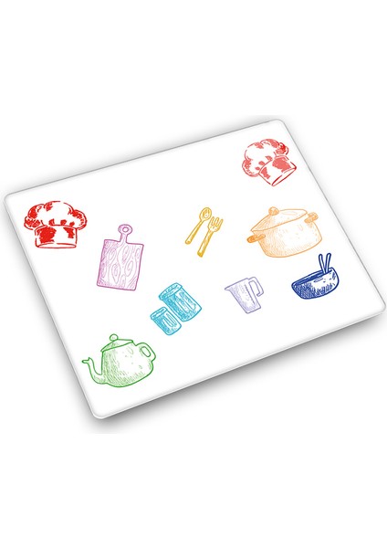Renkli Tahta | Cam Kesme Tahtası - Cam Kesme Tablası | Beyaz Fon | 29cm x 34cm modelleri