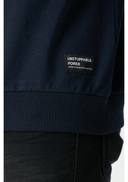 Erkek Lacivert Basic Bisiklet Yaka Regular Fit Normal Kesim 2 Iplik Sweatshirt