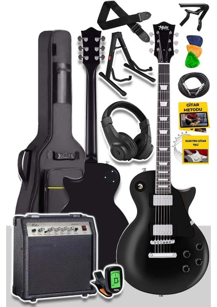 GRX-200BK-30-AMP Les Paul Kasa Elektro Gitar Seti 30 Watt Gainli Amfi ve Full Set (H-H)