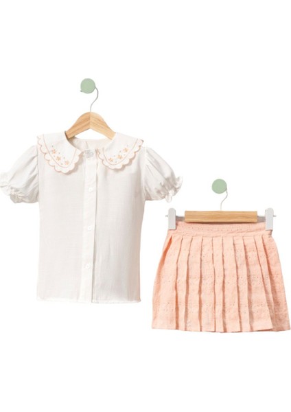 Brode Etekli ,nakış Detaylı Kız Çocuk 2 li takım - Pembe