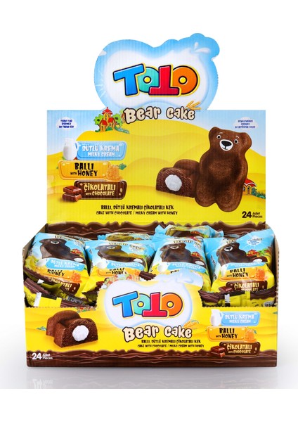 Bear Kek Ballı Süt Kremalı Çikolatalı Kek 40 Gr. 24 Adet (1 Kutu) modelleri