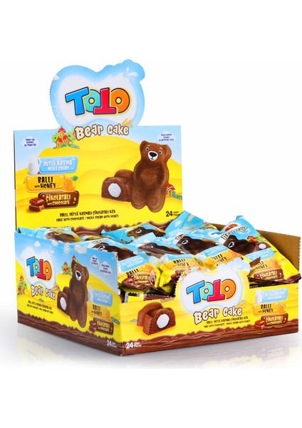 Bear Kek Ballı Süt Kremalı Çikolatalı Kek 40 Gr. 24 Adet (1 Kutu) indirimleri