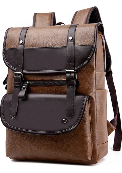 Erkek Pu Sırt Çantası Öğrenci Kampüsü Okul Çantası Büyük Kapasiteli Bilgisayar Çantası (Yurt Dışından)