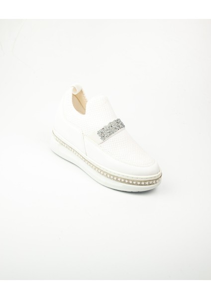 35205 Beyaz Taşlı Kadın Spor Ayakkabı