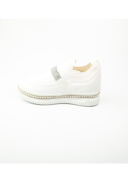 35205 Beyaz Taşlı Kadın Spor Ayakkabı modelleri