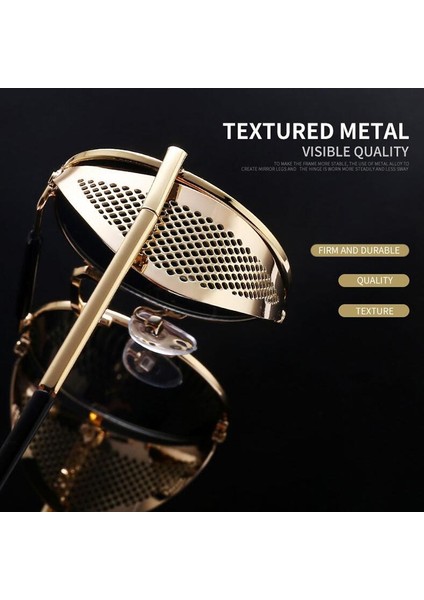 Retro Yuvarlak Metal Güneş Gözlüğü Unisex Tasarım Uv Koruma Gözlükleri Siyah (Yurt Dışından)