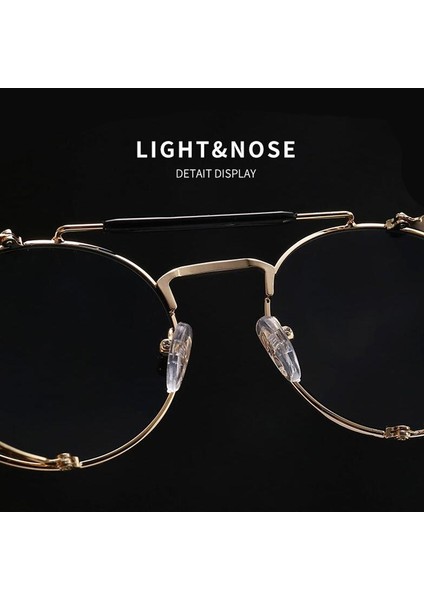 Retro Yuvarlak Metal Güneş Gözlüğü Unisex Tasarım Uv Koruma Gözlükleri Siyah (Yurt Dışından)