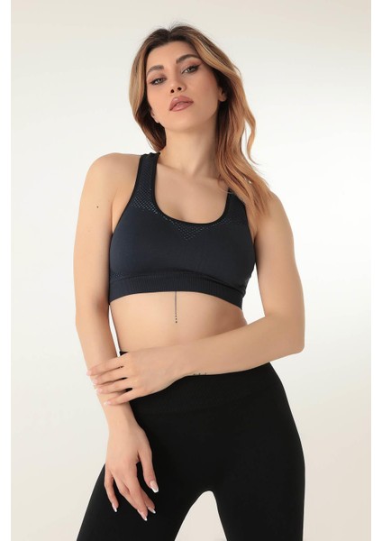 Kalın Askılı Desenli Seamless Spor Sütyen