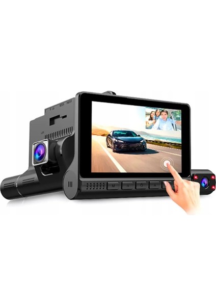 DS-513 Full Hd 1080P Dokunmatik Araç Içi Dvr Kamera 3 Kameralı