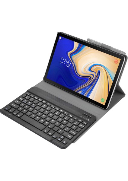 Galaxy Tab A 10.5 T590 / T595 Siyah Için Bluetooth Klavye Pu Kılıf (Yurt Dışından)