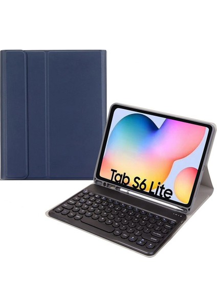 Bluetooth Klavye Pu Kılıf Samsung Galaxy Tab S6 Lite Için Koyu Mavi+Siyah Klavye (Yurt Dışından)
