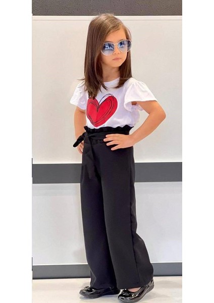 Lolipop Kids Store Kız Çocuk Kalpli Tişört Pantolon Takım