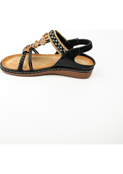 152 - 1 Siyah Kadın Sandalet modelleri