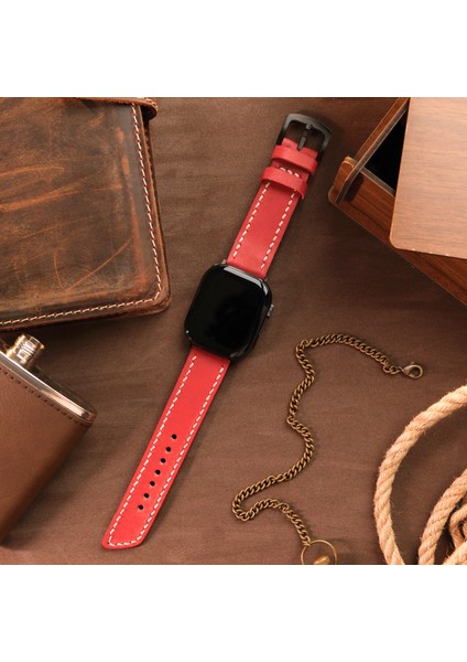 Apple Watch Kordon 38MM 40MM 41MM Seri 3 4 5 6 7 Se 8 9 Uyumlu Hakiki Deri Kayış Kırmızı fiyatları