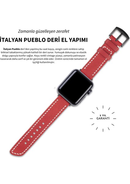 Apple Watch Kordon 38MM 40MM 41MM Seri 3 4 5 6 7 Se 8 9 Uyumlu Hakiki Deri Kayış Kırmızı indirimleri