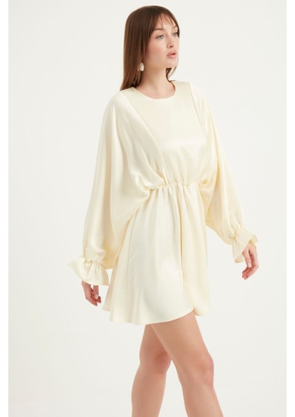Beli Büzgülü Saten Mini Elbise modelleri