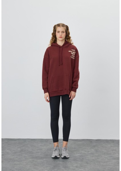 Kadın Çikolata Renk Baskılı Sweatshirt