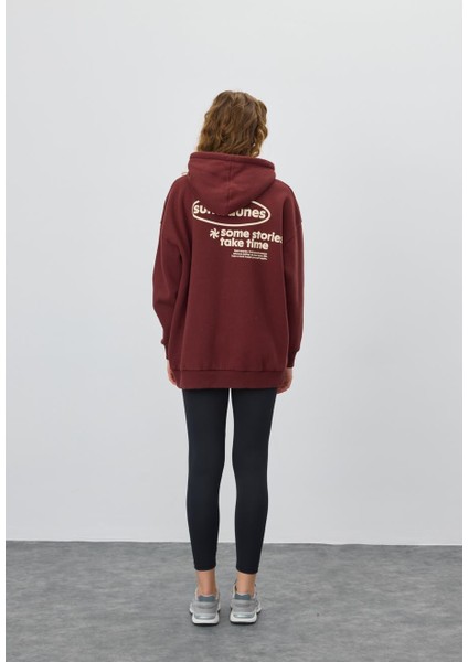 Kadın Çikolata Renk Baskılı Sweatshirt modelleri