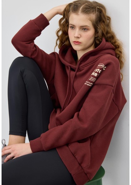 Kadın Çikolata Renk Baskılı Sweatshirt indirimleri