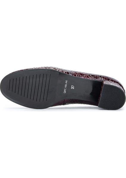 Kadın Deri Bordo Rugan Comfort Ayakkabı 611 H40000-92 Bn Ayk Y24 Croco Oslo Bordo modelleri