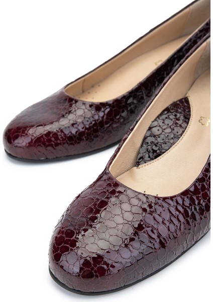 Kadın Deri Bordo Rugan Comfort Ayakkabı 611 H40000-92 Bn Ayk Y24 Croco Oslo Bordo fırsatları